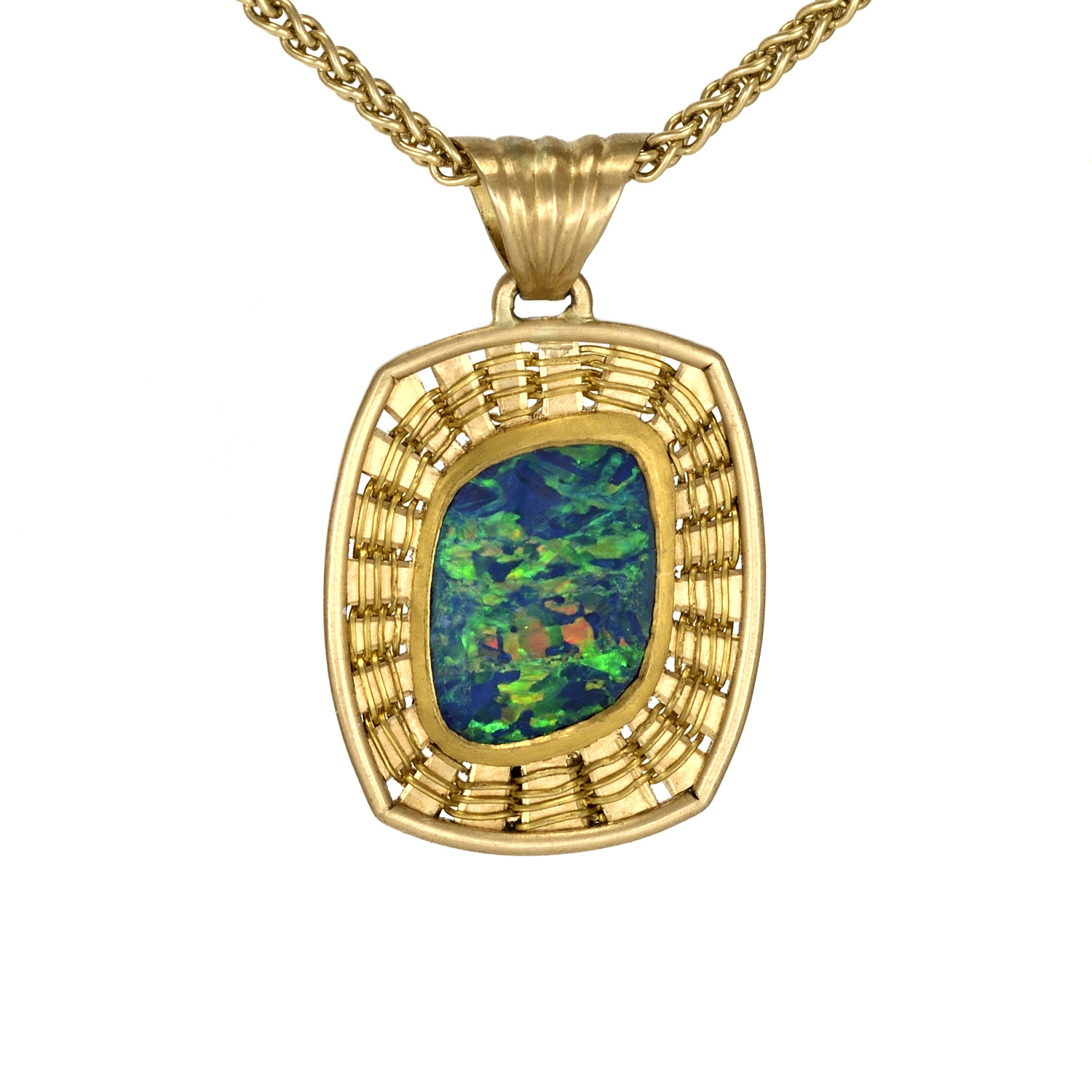 Opal Necklace in 18k, 24k. & 22k gold by Tamberlaine