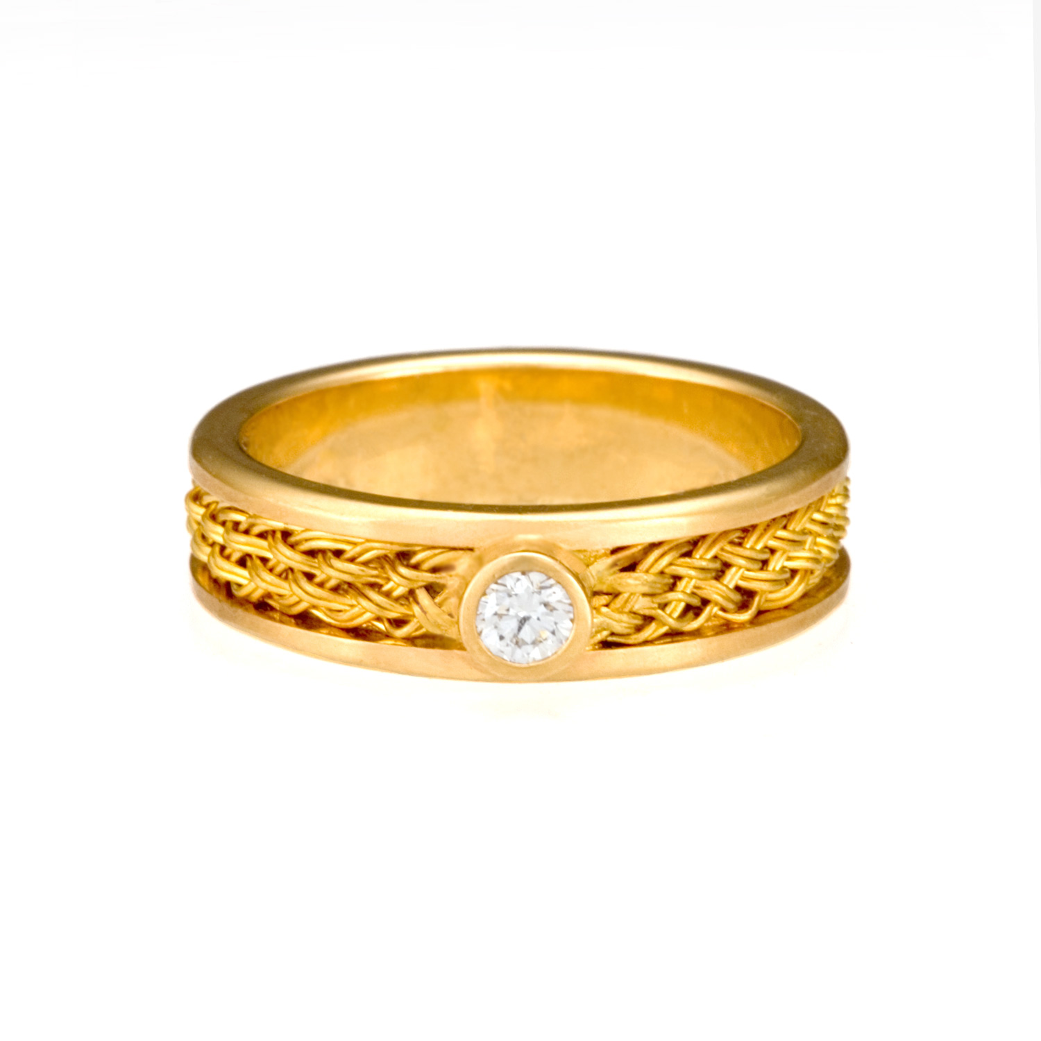 Inset Weave Ring 18k 22k gold diamond by Tamberlaine