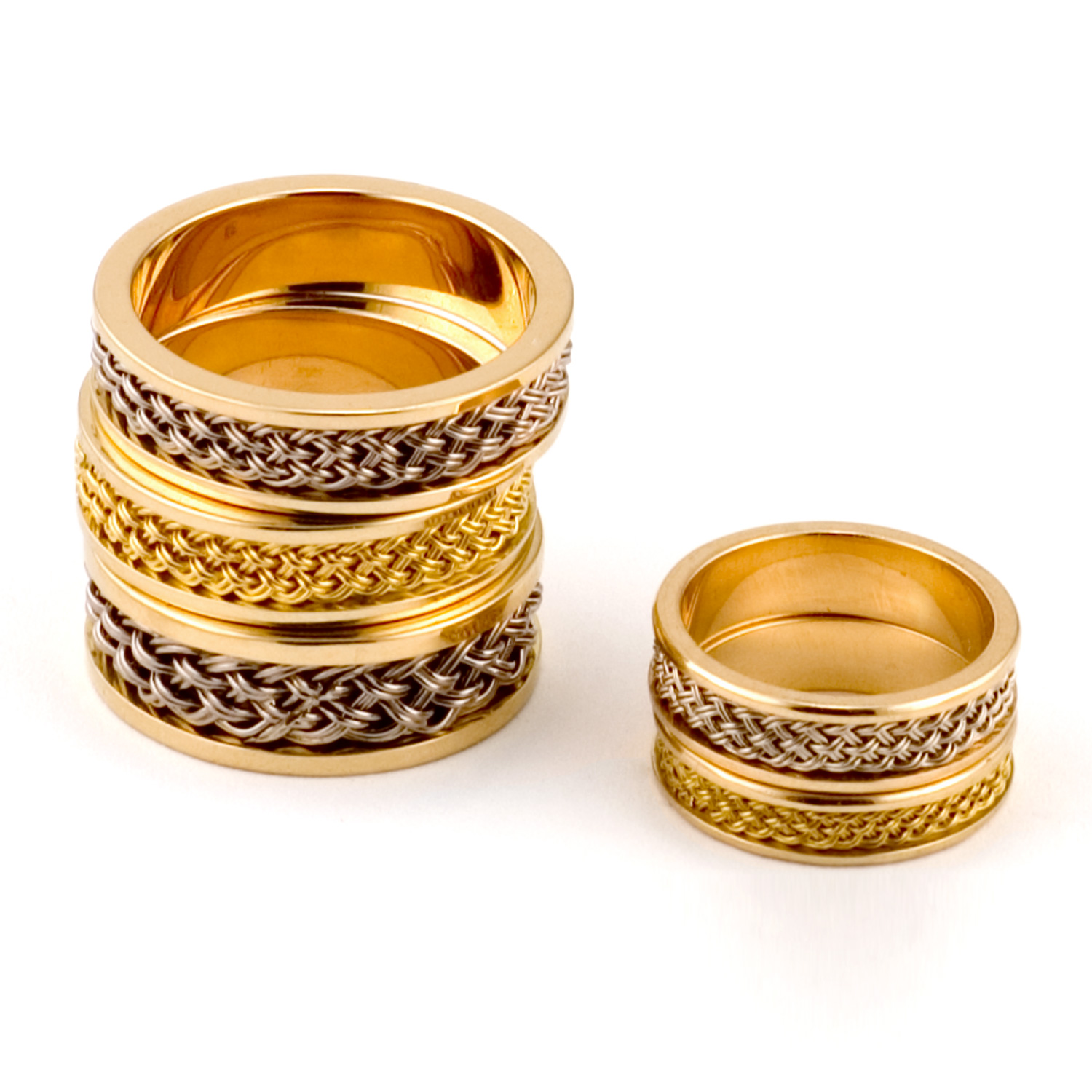 Inset Weave Rings 18k 22k gold by Tamberlaine